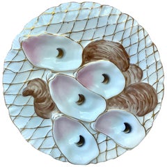 French Oyster Plate Porcelain with Turkey Pattern Limoges