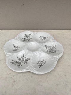 French Oyster Plate with Roses Luneville, circa 1940