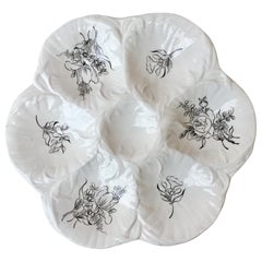 French Oyster Plate with Roses Luneville, circa 1940