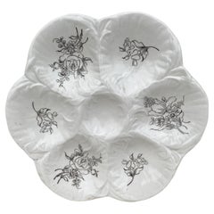 French Oyster Plate with Roses Luneville, circa 1940