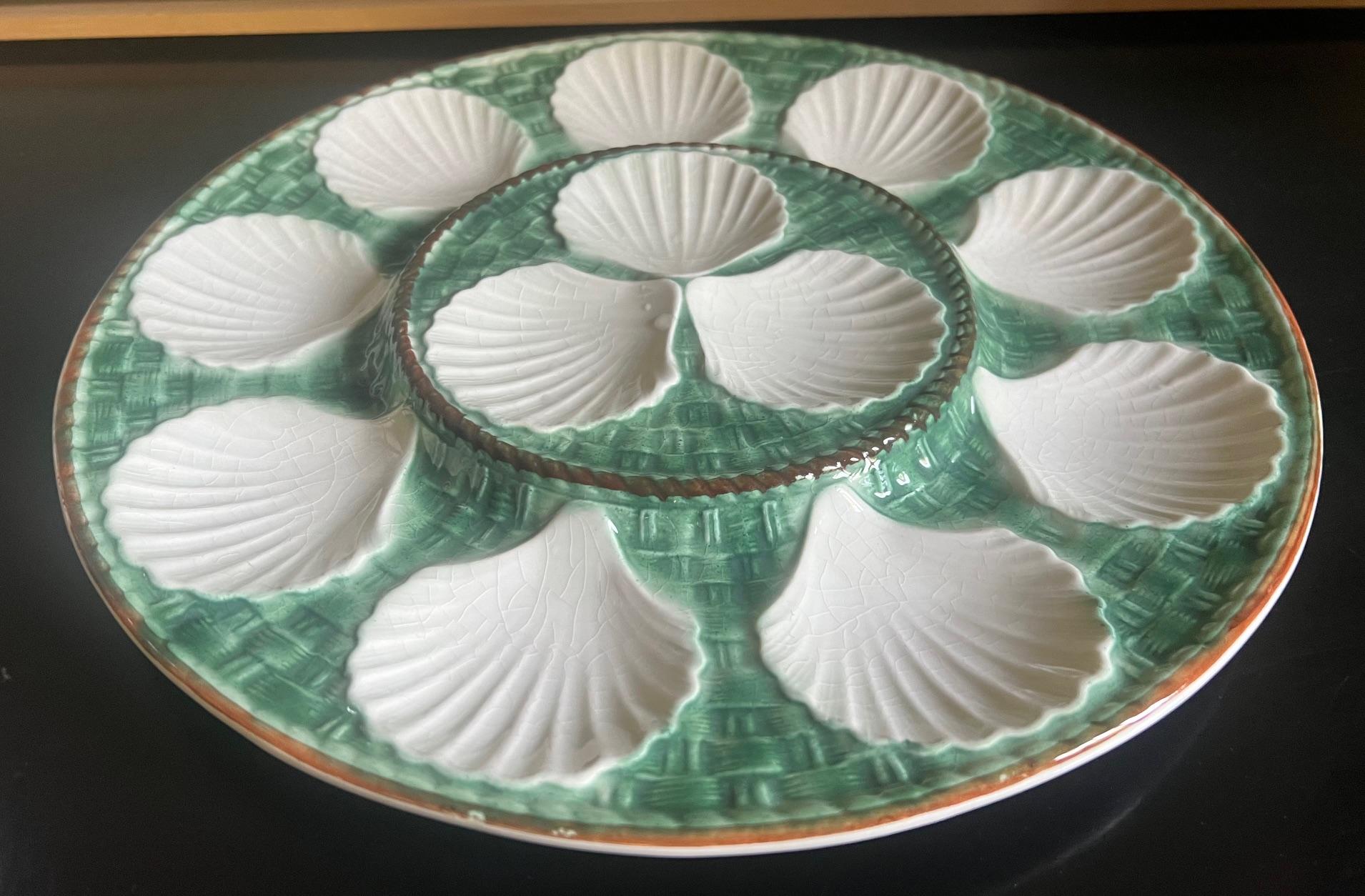 Hand-Painted French Oyster / Seafood Platter by Longchamp, c. 1970's
