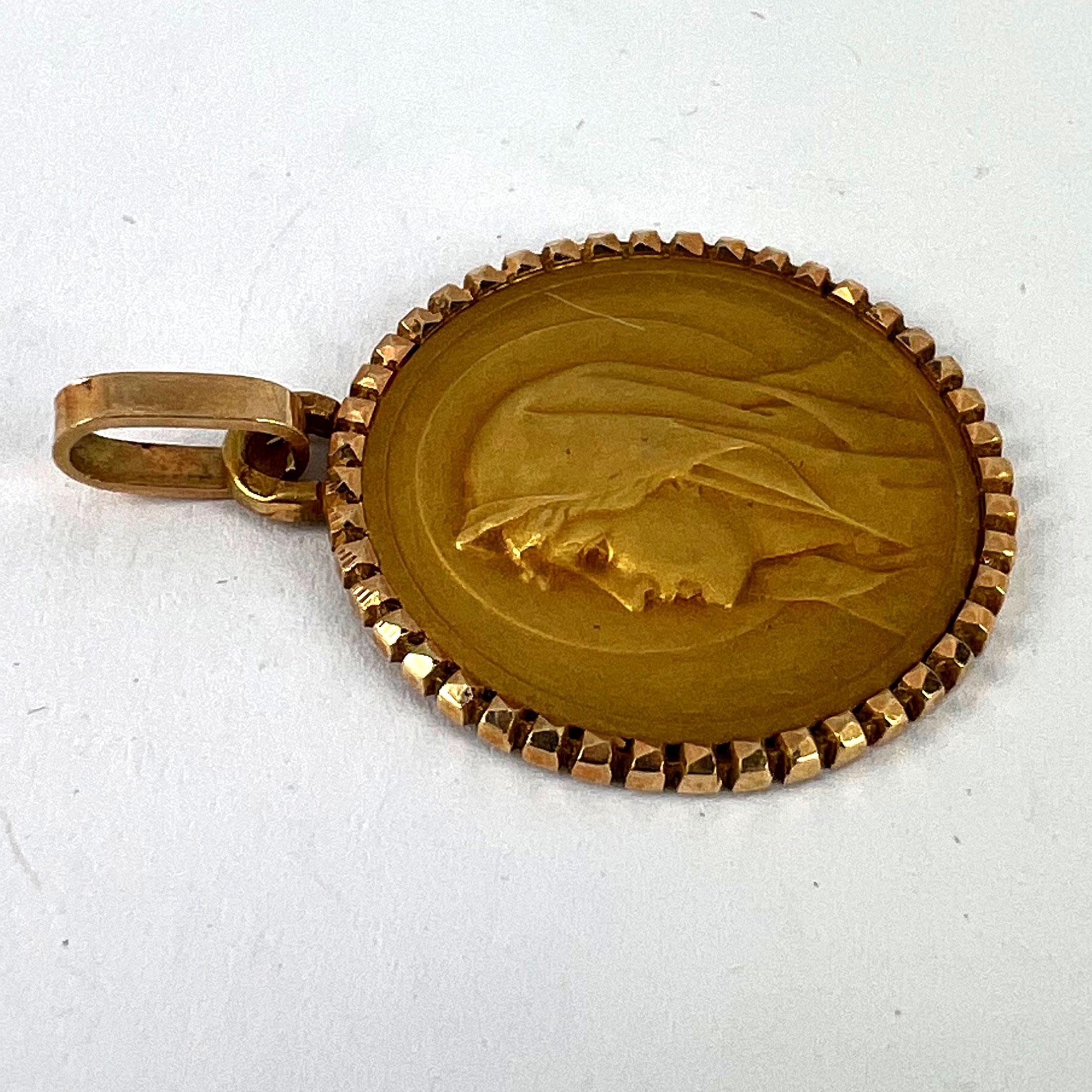 Colgante Pageli Francés Virgen María Medalla de Oro Amarillo 18K en venta 10