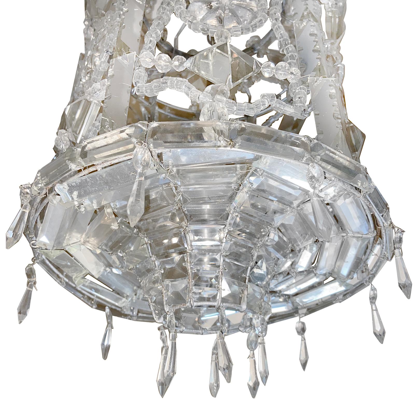Beaded French Pagoda Shaped Crystal Lantern For Sale