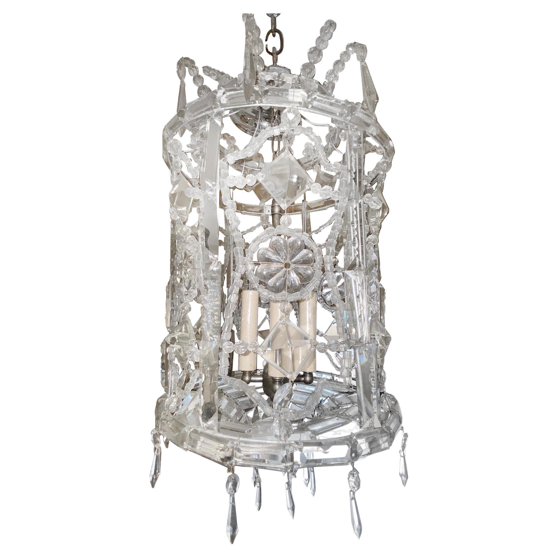 French Pagoda Shaped Crystal Lantern For Sale