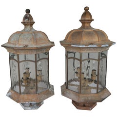 French Pagoda Shaped Post Lights, Pair
