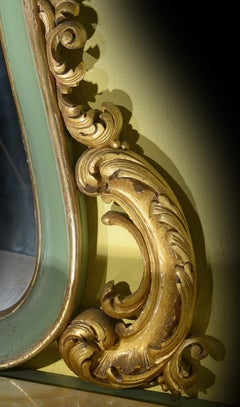 Painted & Gilded Wood Console Table with an Associated Mirror