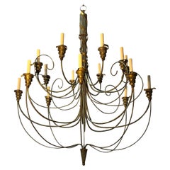 French Painted and Gilt Iron Chandelier