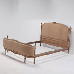 French painted and gilt Louis XVI style queen size bed C 1940.
