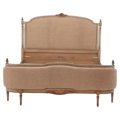 French painted and gilt Louis XVI style queen size bed C 1940.