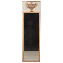 French Painted and Gilt Narrow Mirror, Late 19th C.