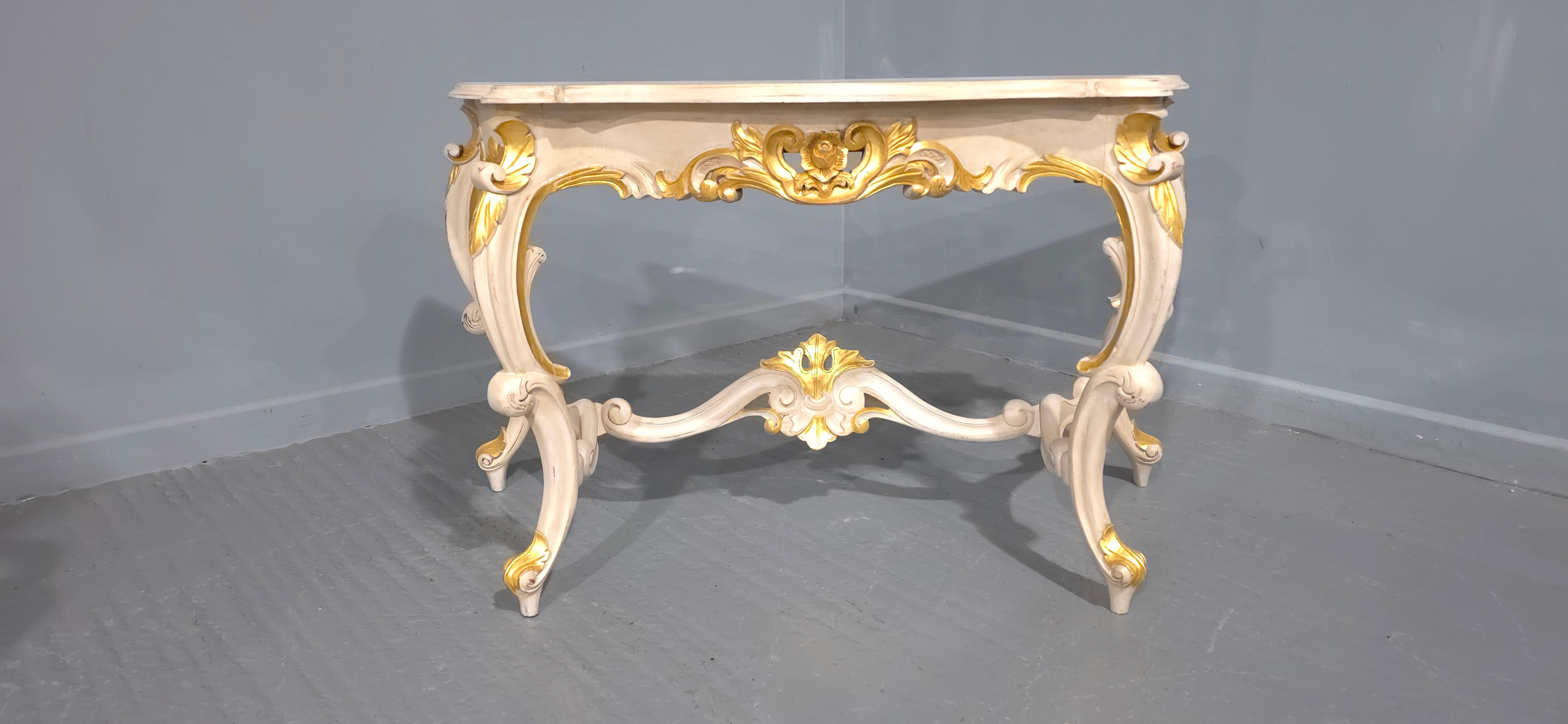 Louis XIV French Painted and Parcel Gilt Console Table For Sale