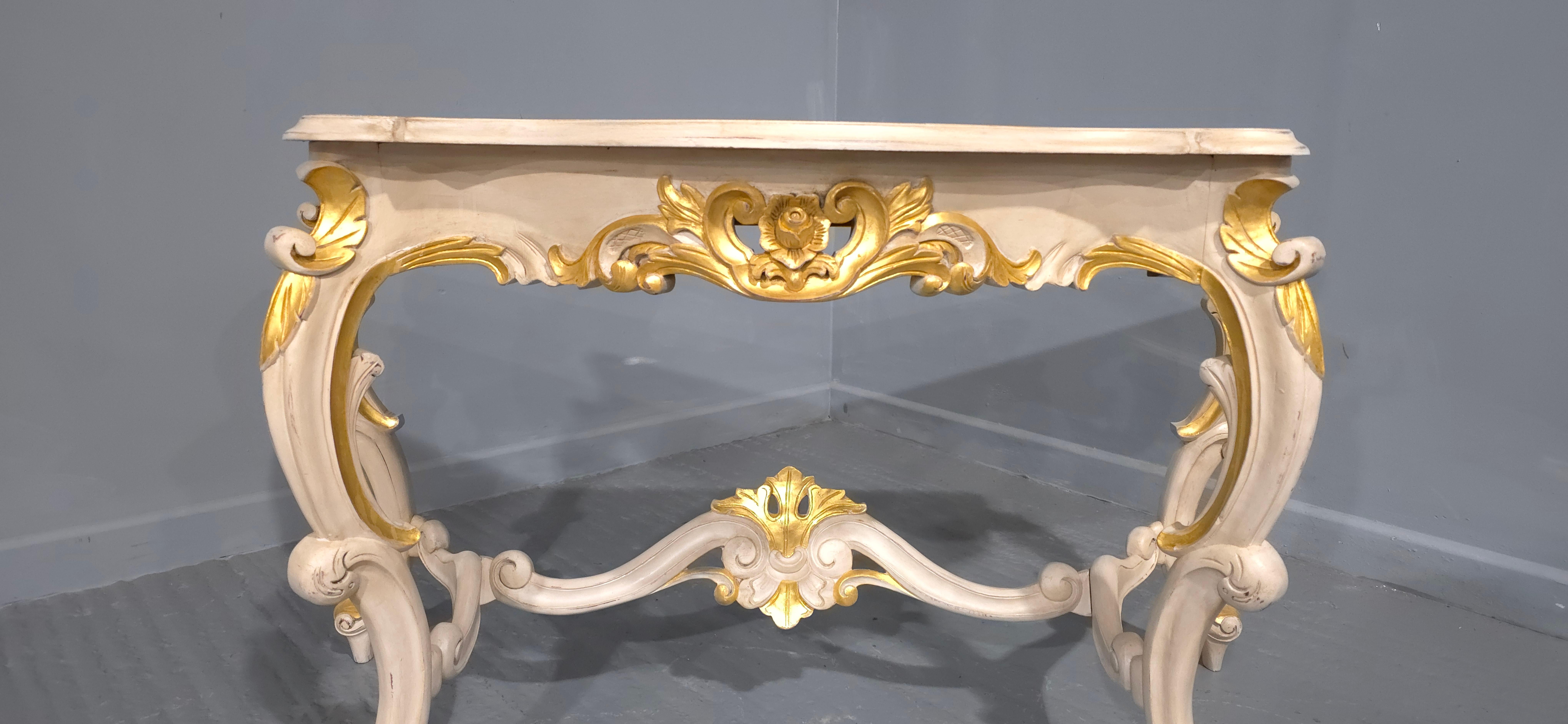 French Painted and Parcel Gilt Console Table In Good Condition For Sale In Swadlincote, GB