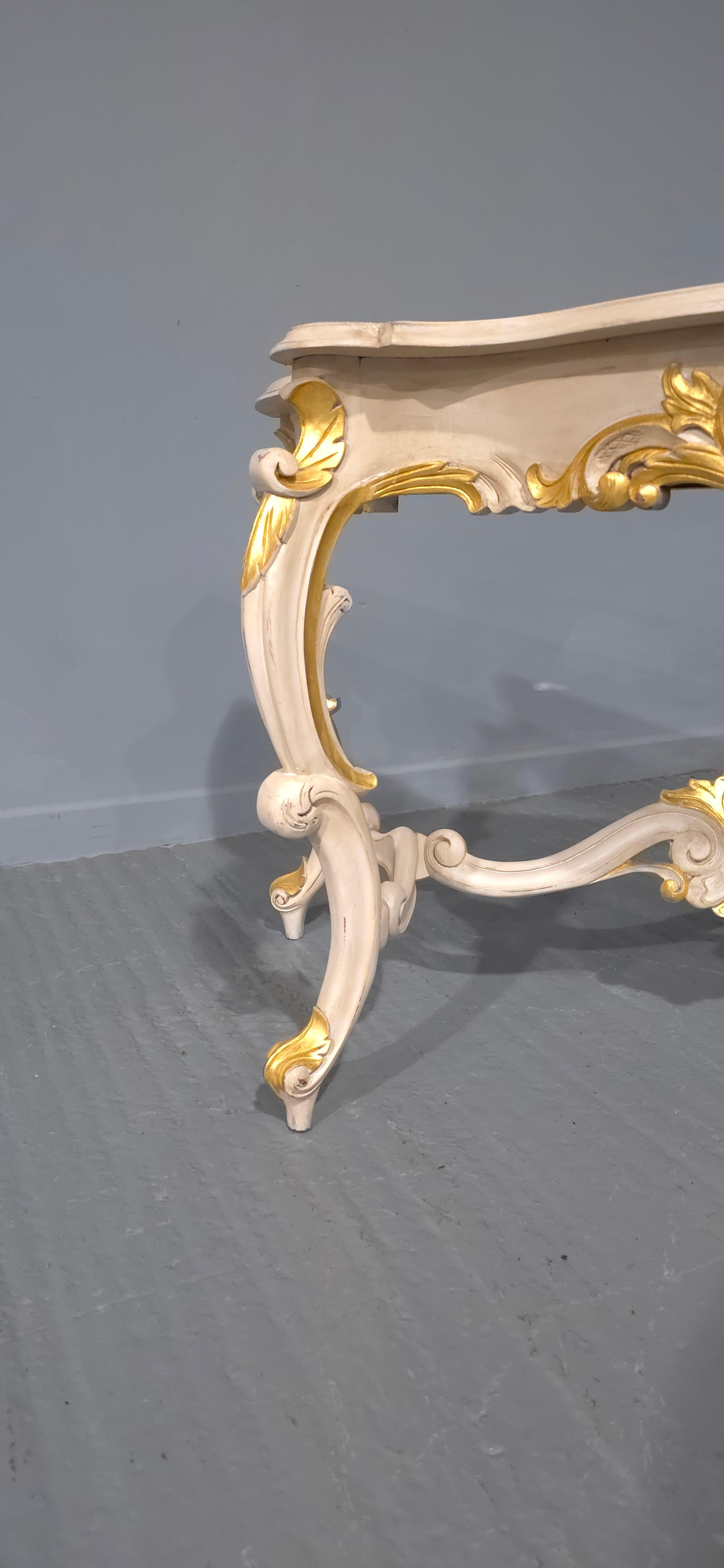 20th Century French Painted and Parcel Gilt Console Table For Sale