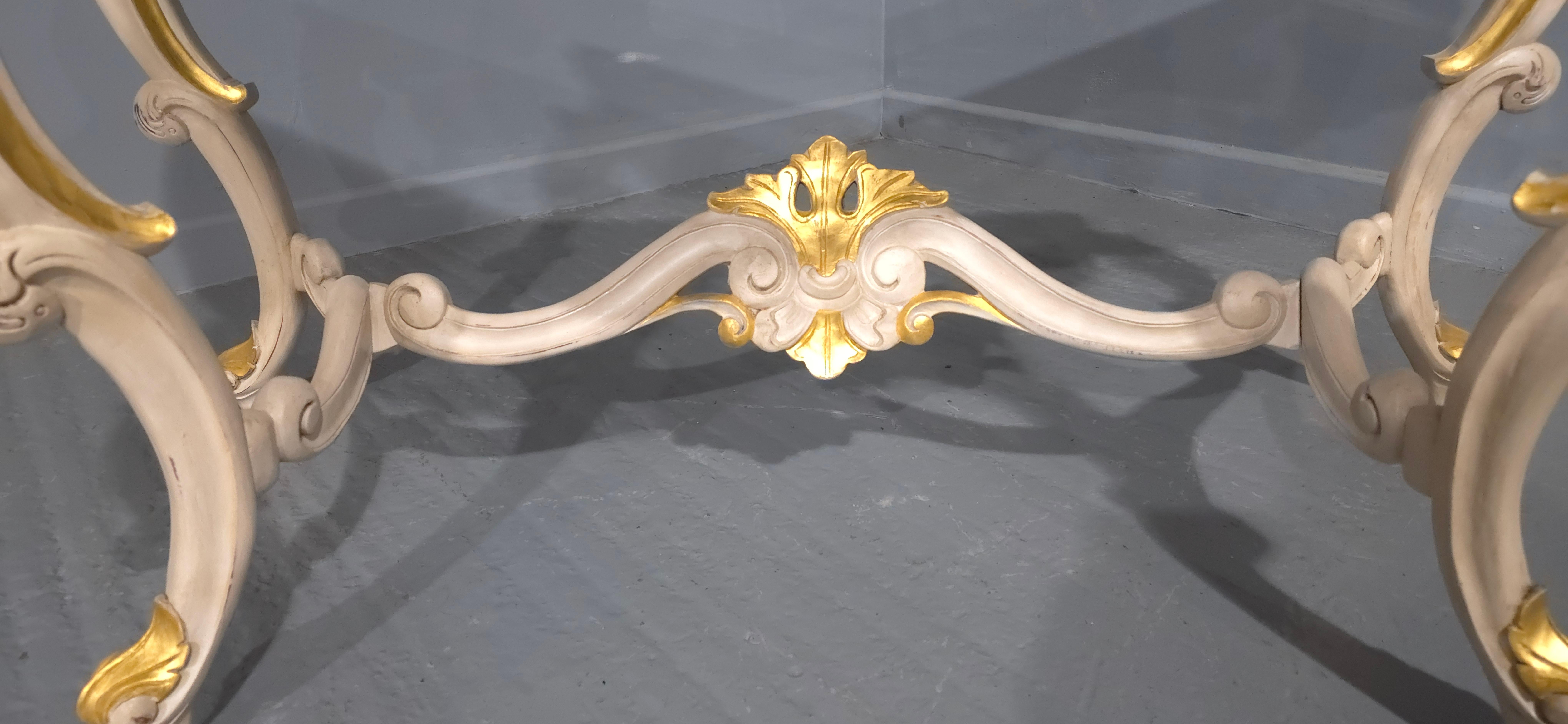 Mahogany French Painted and Parcel Gilt Console Table For Sale