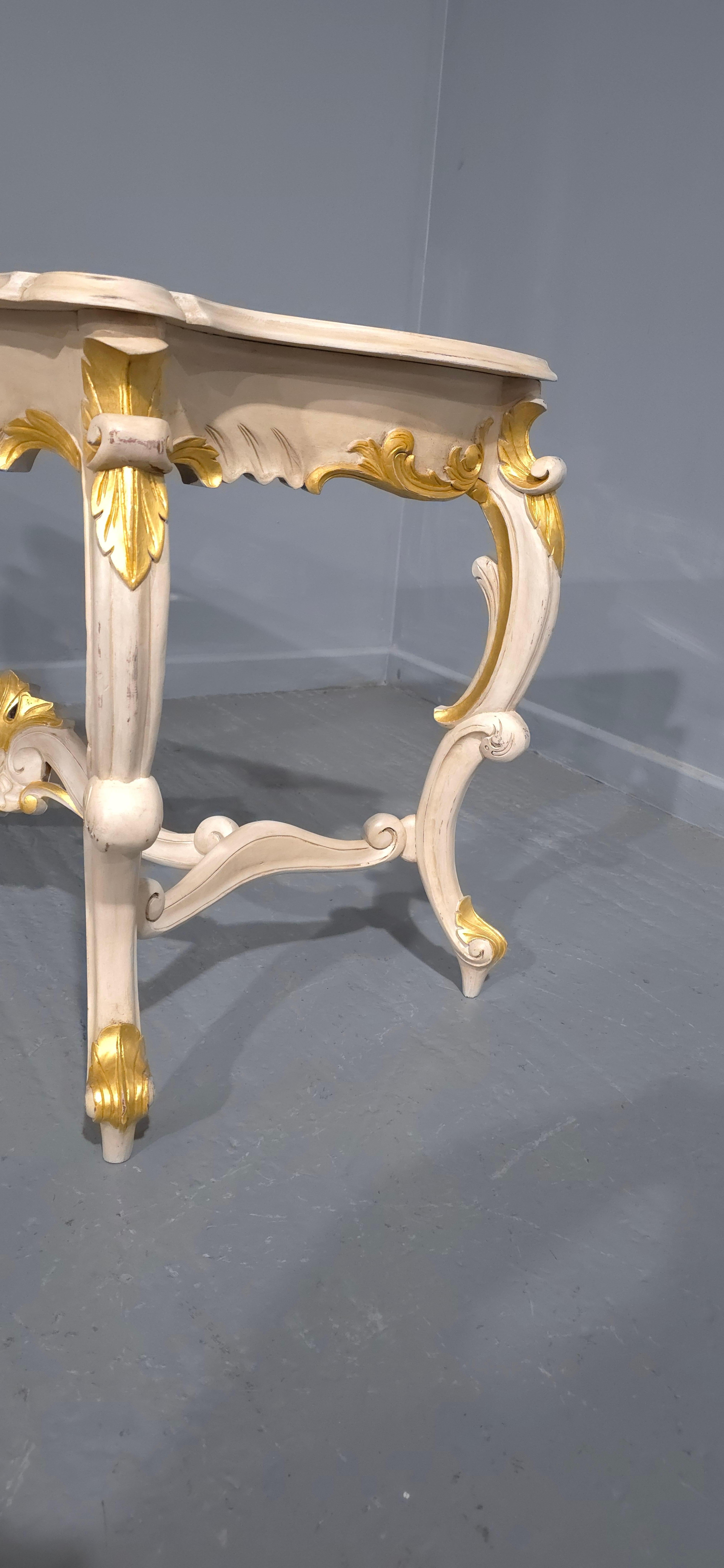 French Painted and Parcel Gilt Console Table For Sale 1