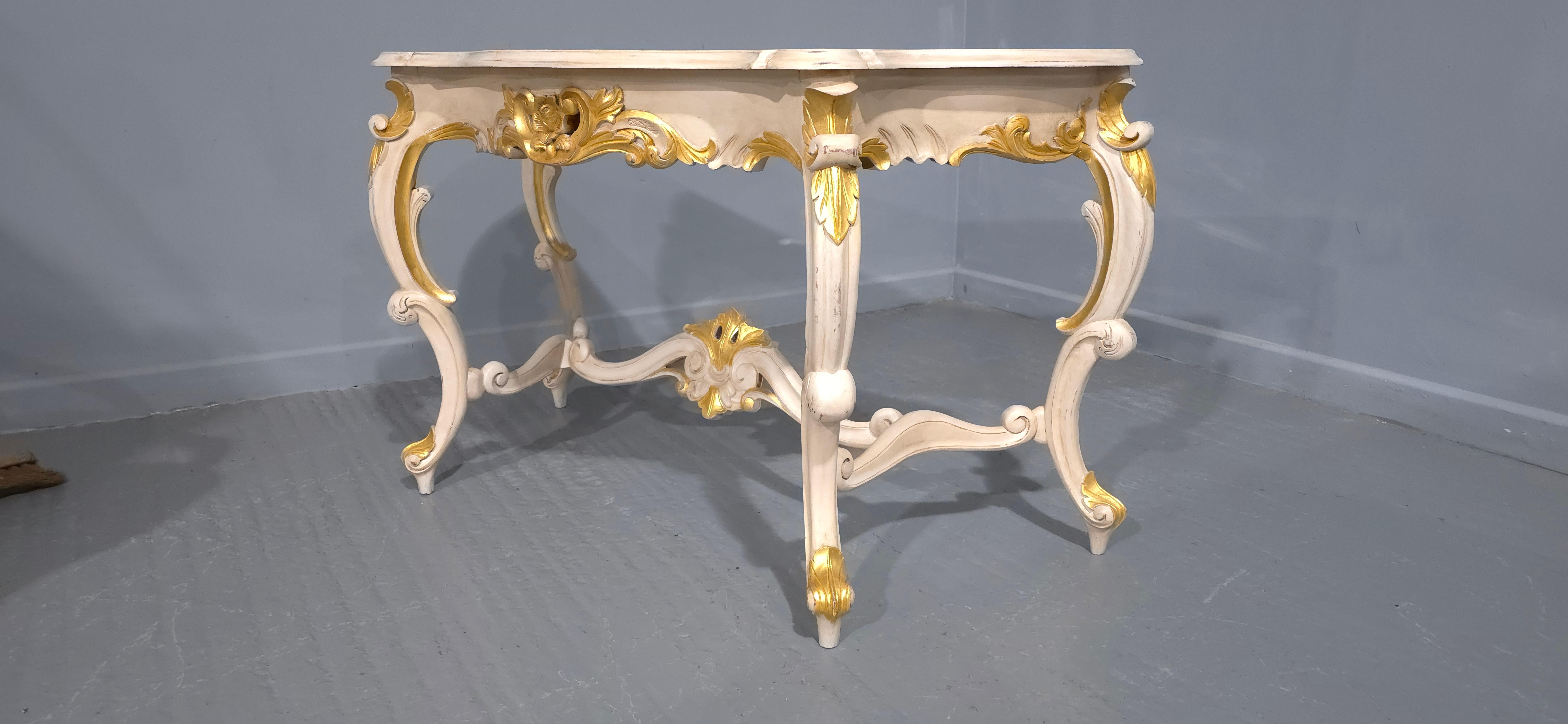 French Painted and Parcel Gilt Console Table For Sale 2