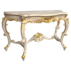 Antique French Painted and Parcel Gilt Console Table