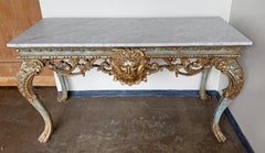 French Painted and Parcel Gilt Console with Carrara Marble Top