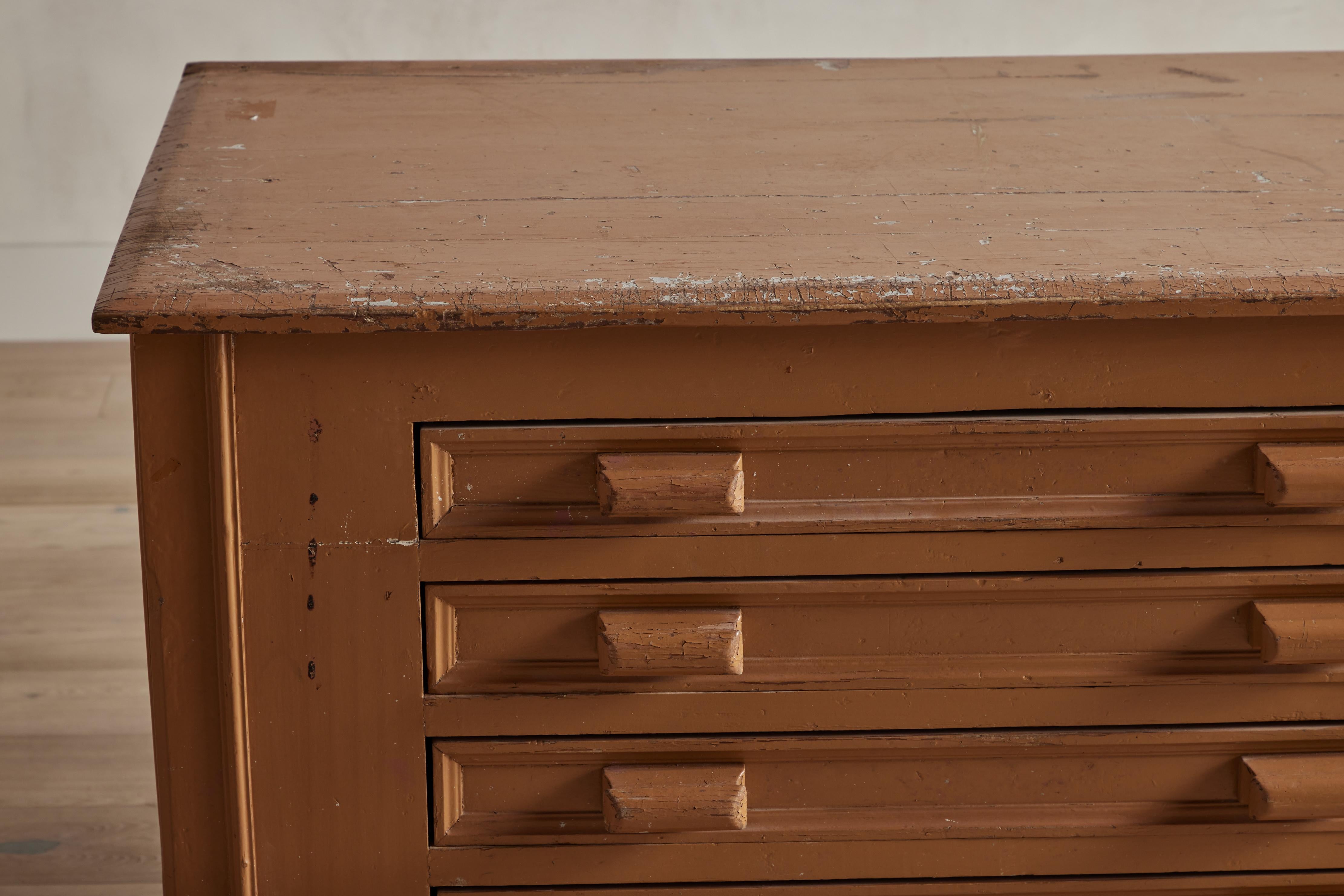 Wood French Painted Architect Drawers 