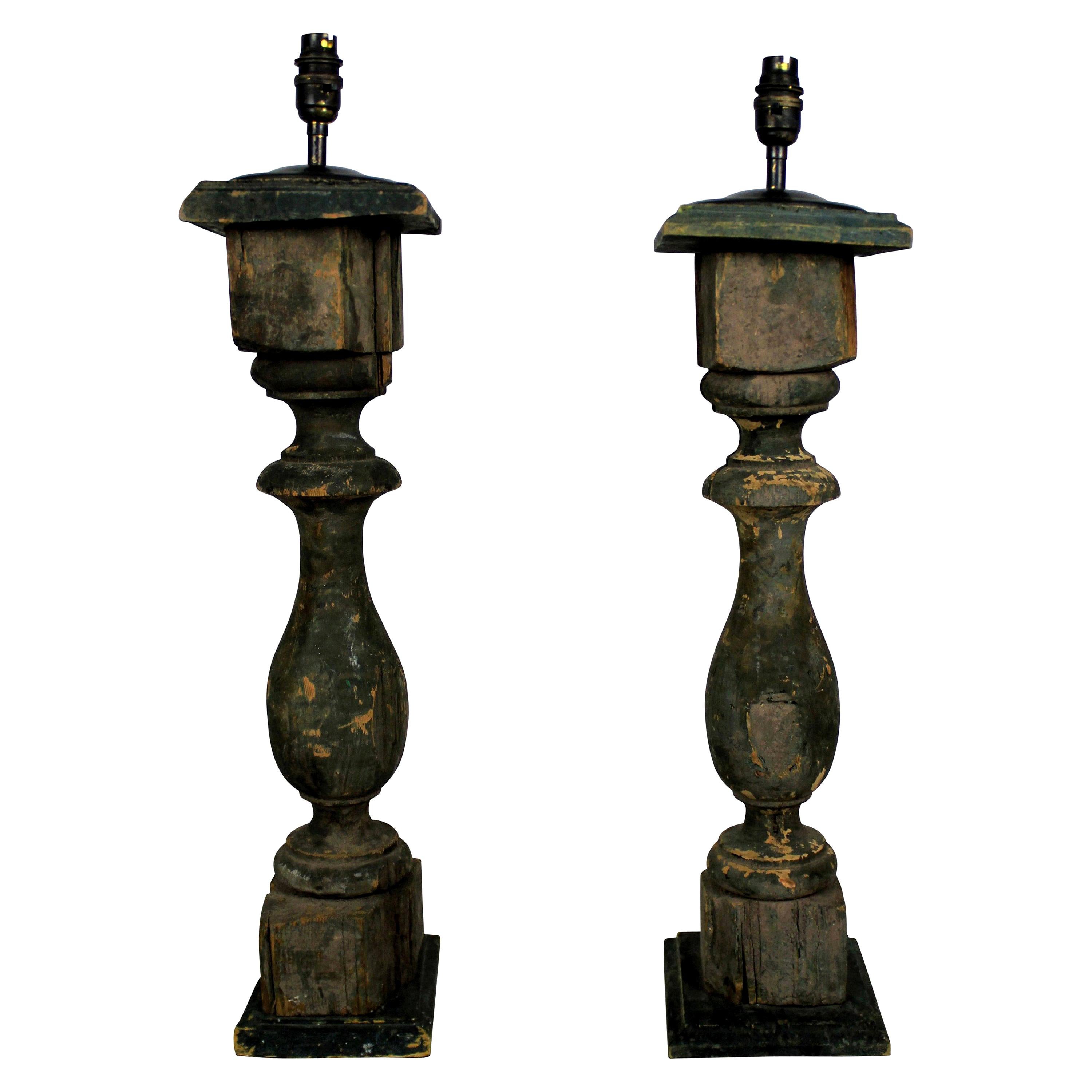 French Painted Balustrade Lamps