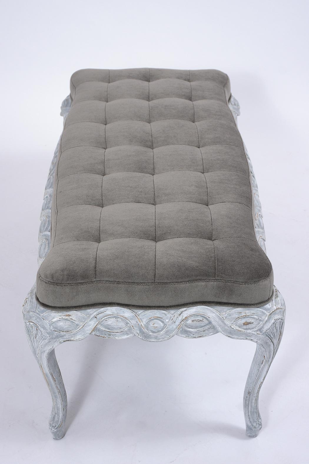 Mohair Painted Tufted Bench
