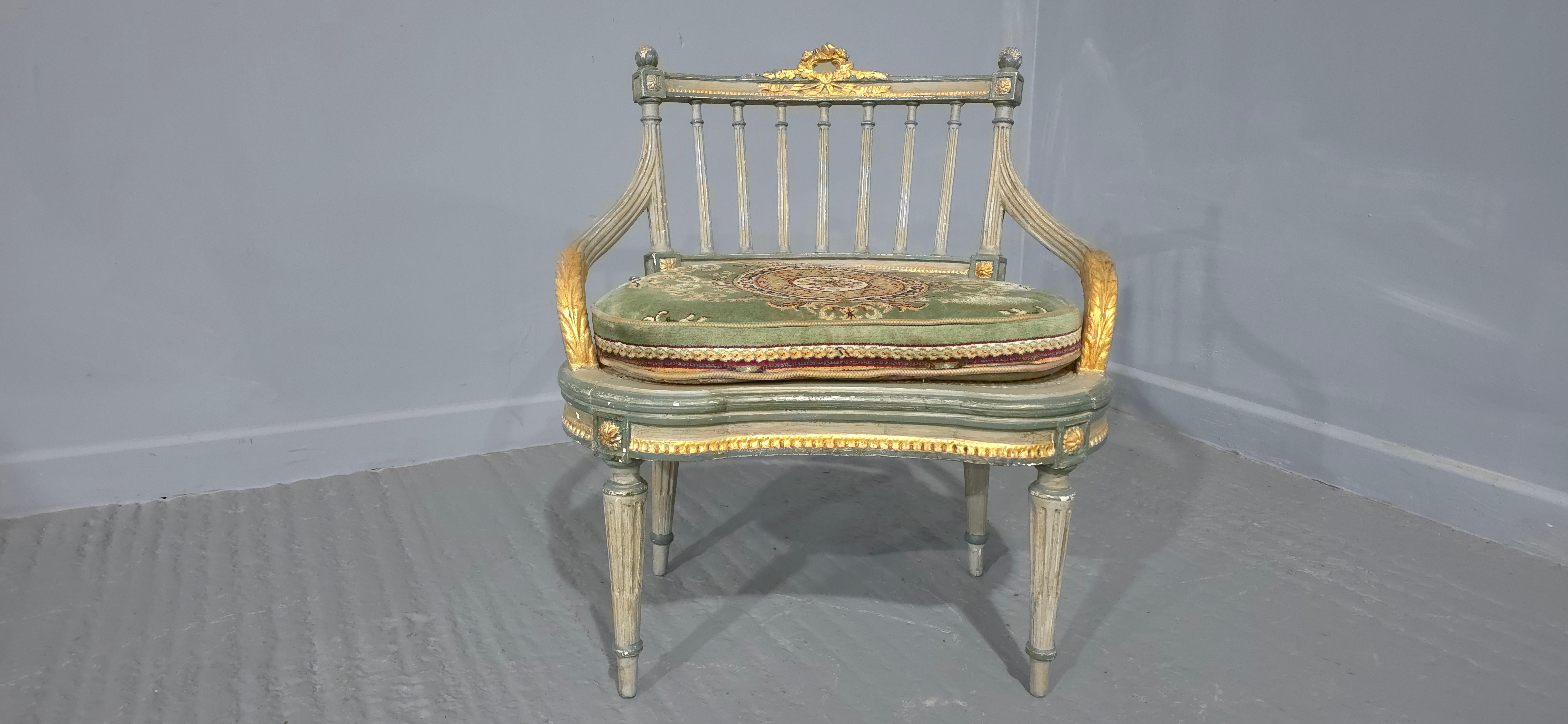 Louis XIV French Painted Bergere Boudoir Chair For Sale