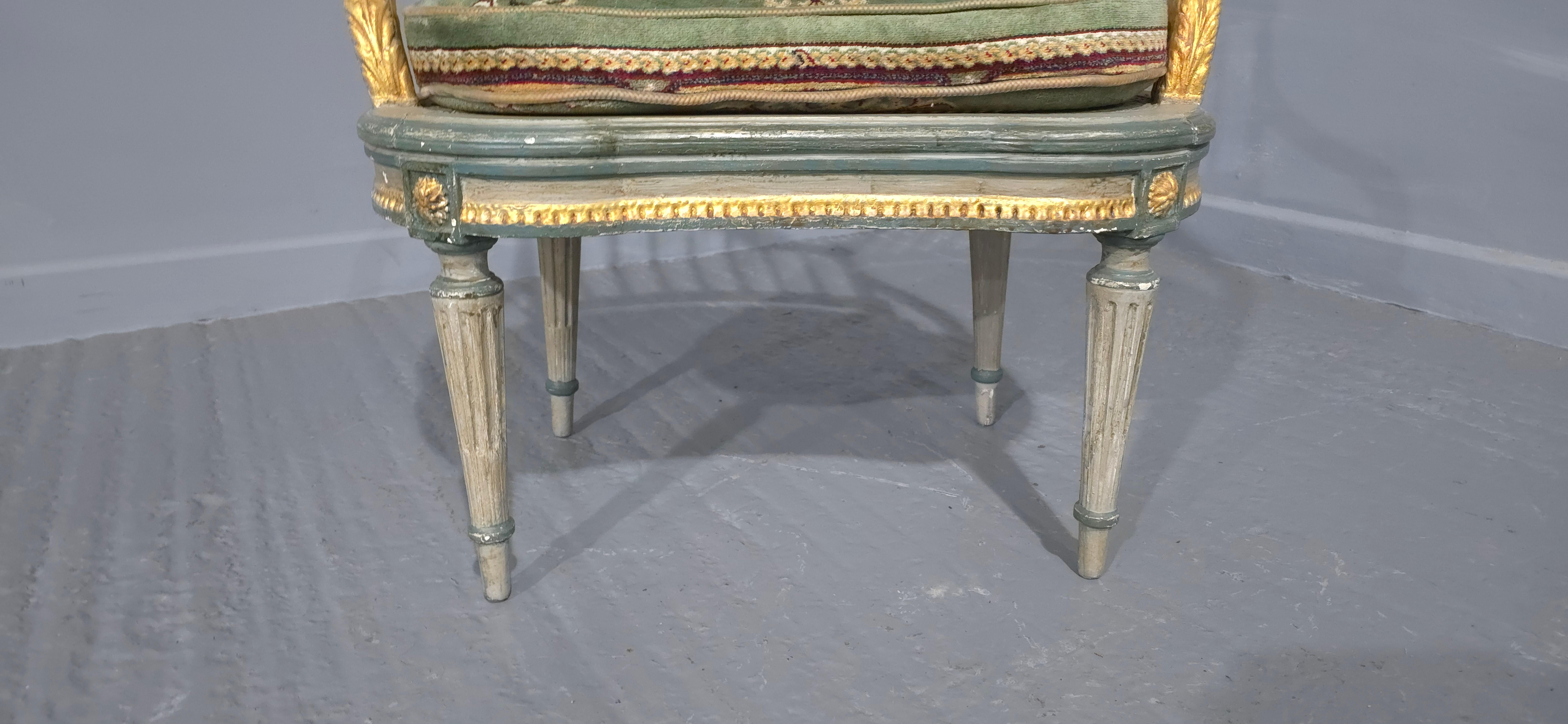 French Painted Bergere Boudoir Chair In Good Condition For Sale In Swadlincote, GB
