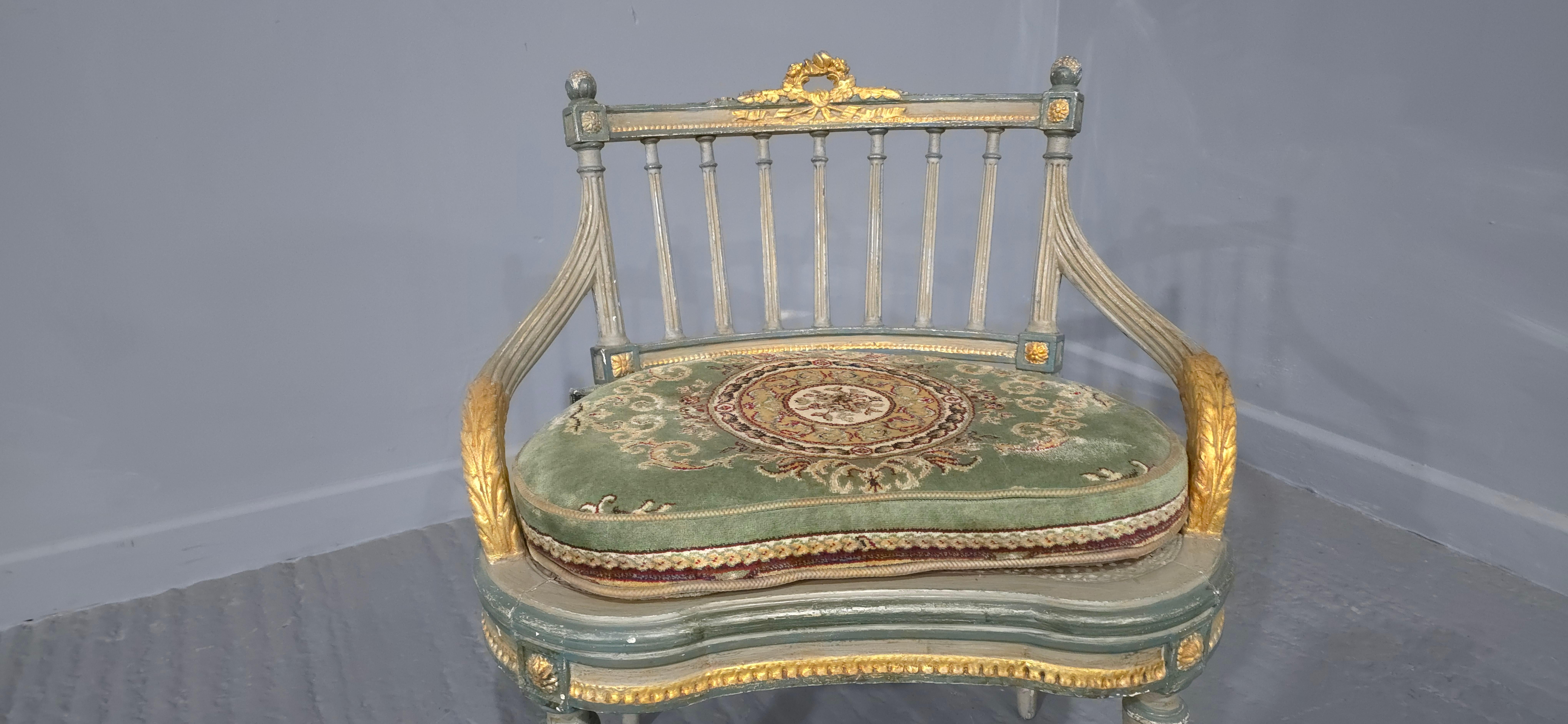 19th Century French Painted Bergere Boudoir Chair For Sale
