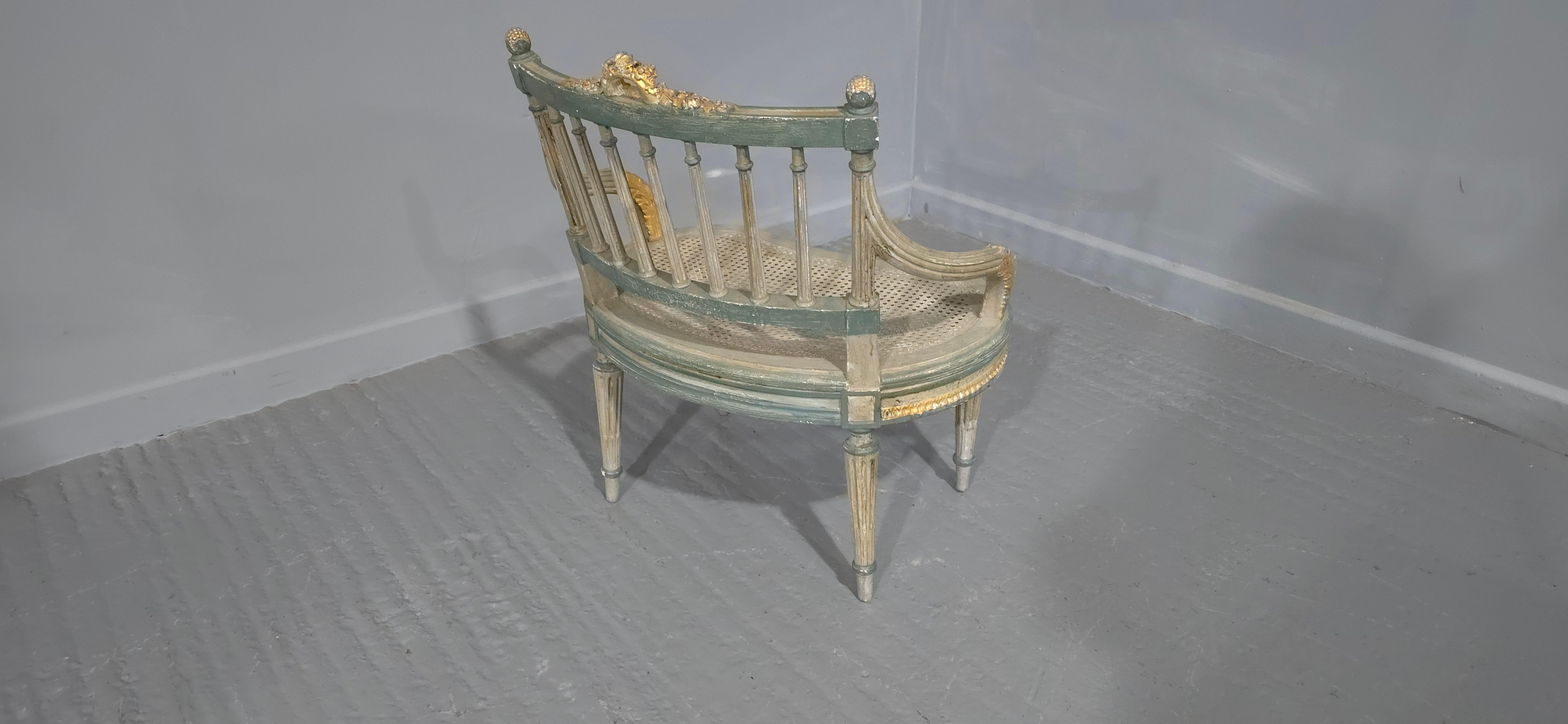 French Painted Bergere Boudoir Chair For Sale 1