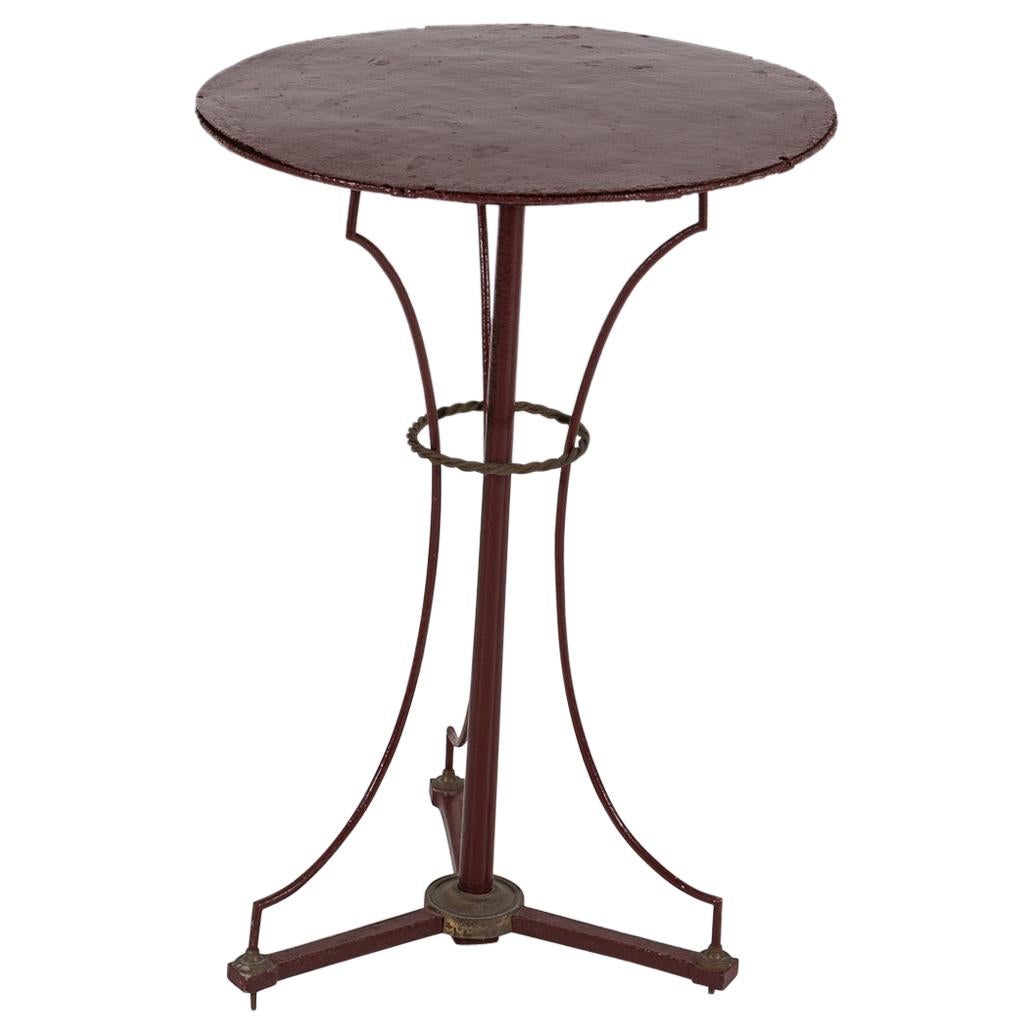 French Painted Brass/Bronze & Iron Chess Bistro Table