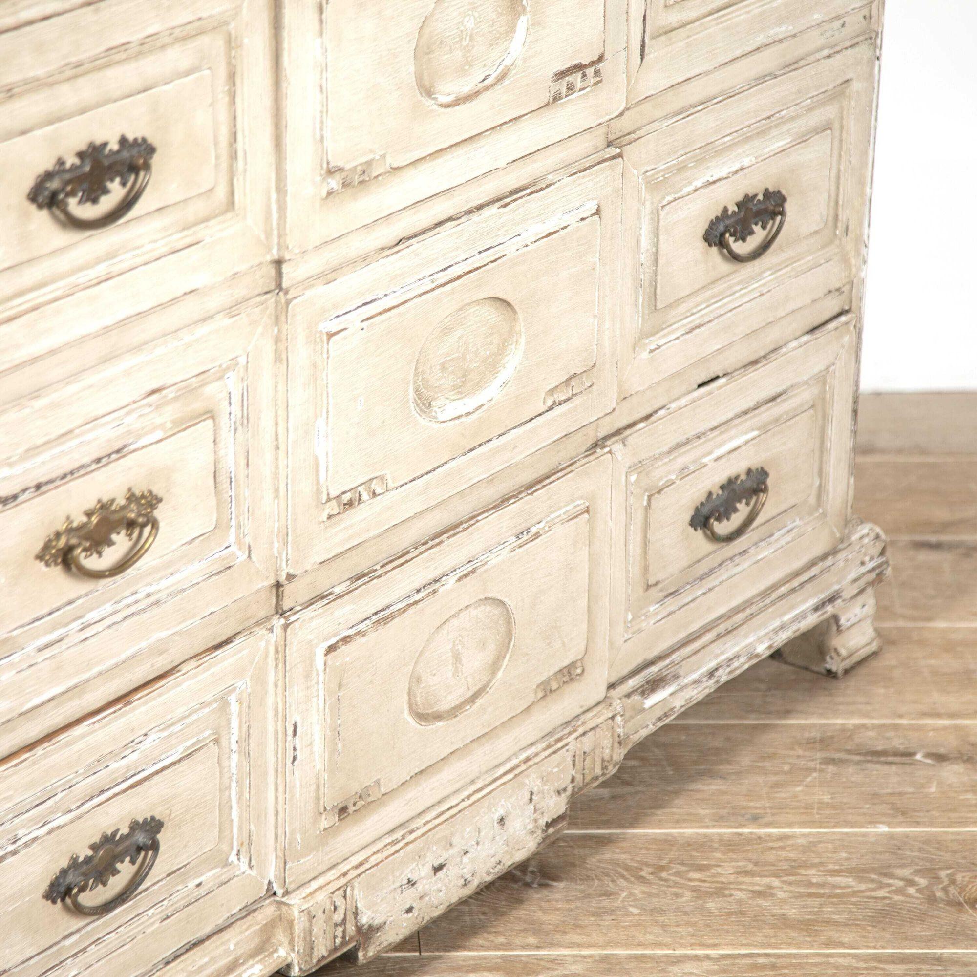 Rustic French Painted Breakfront Commode