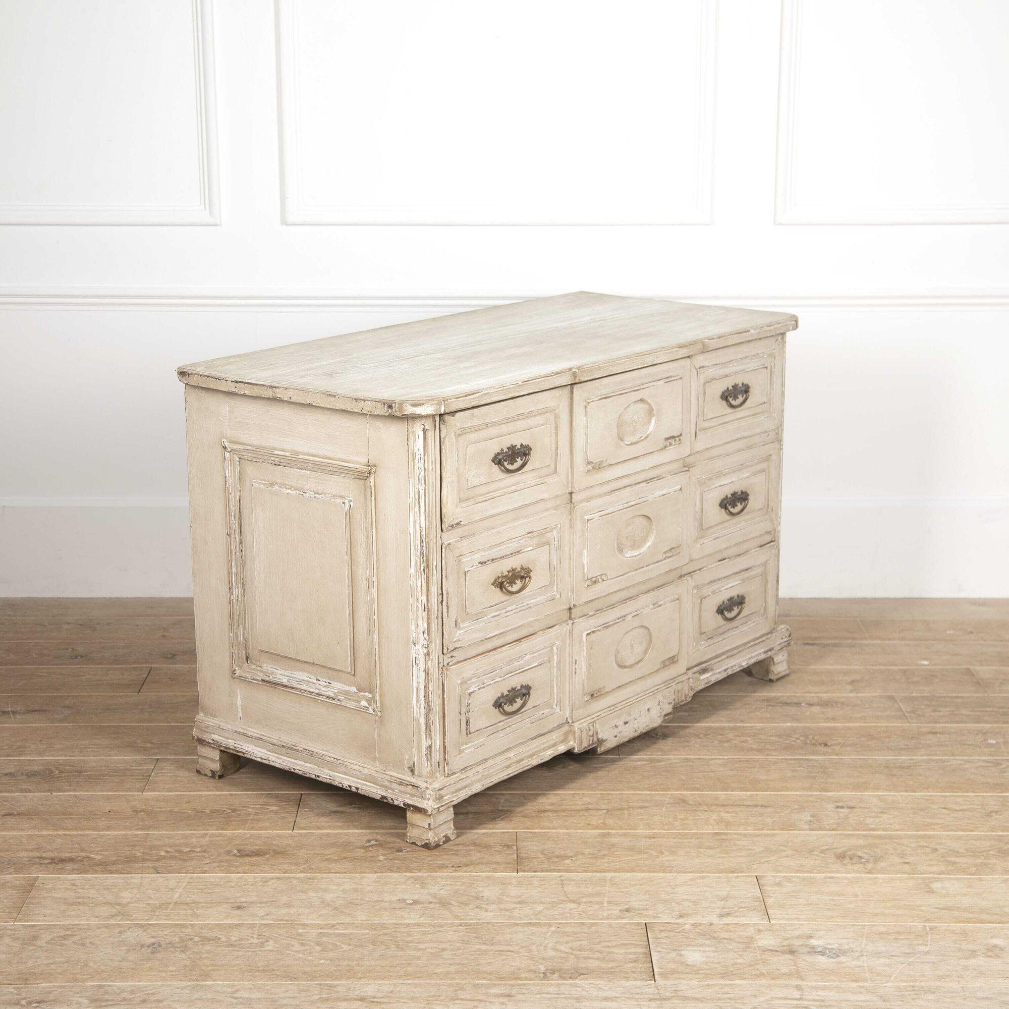 Wood French Painted Breakfront Commode