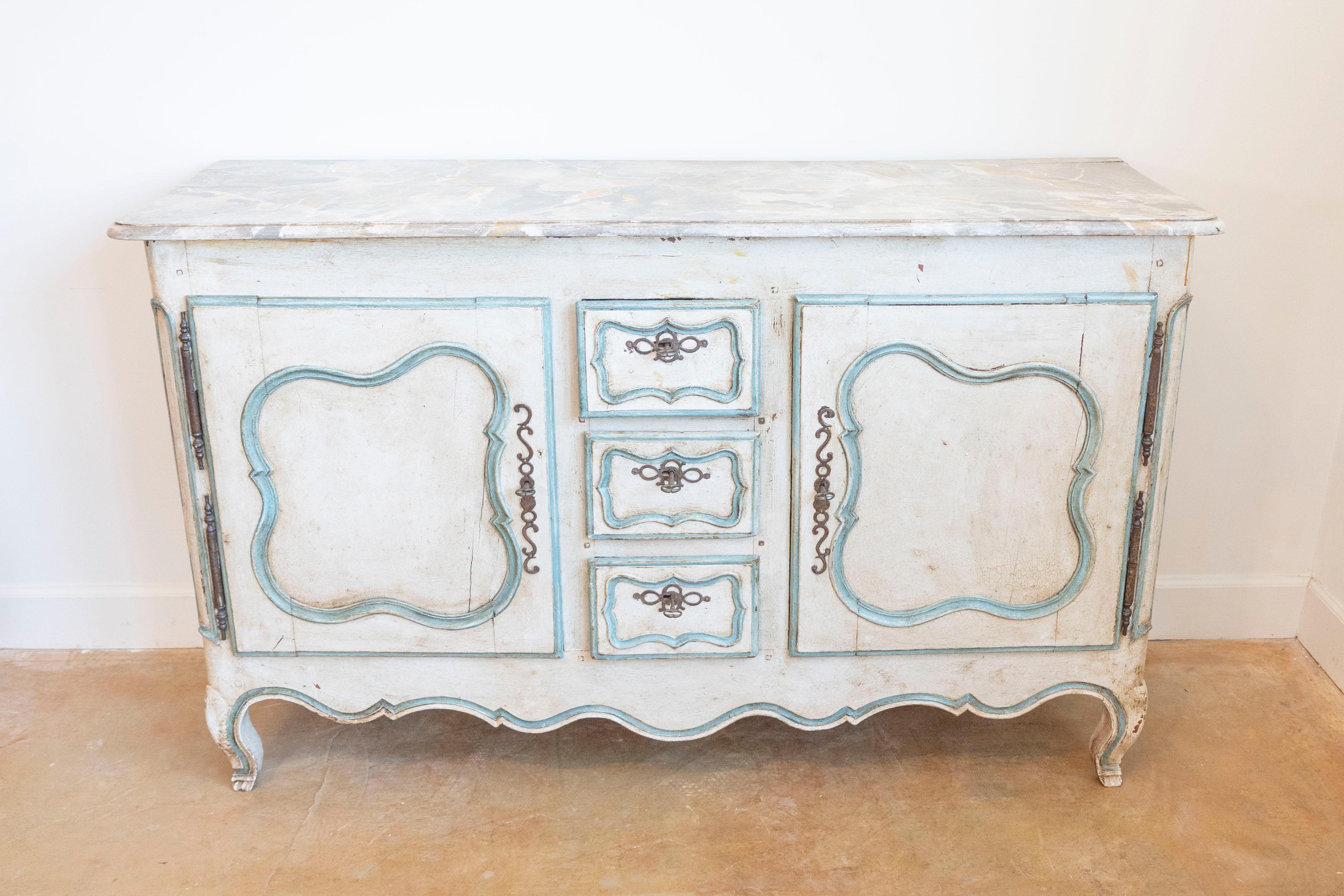 French Painted Buffet of the Louis XV Period with Two Doors and Three Drawers Luis XV en venta