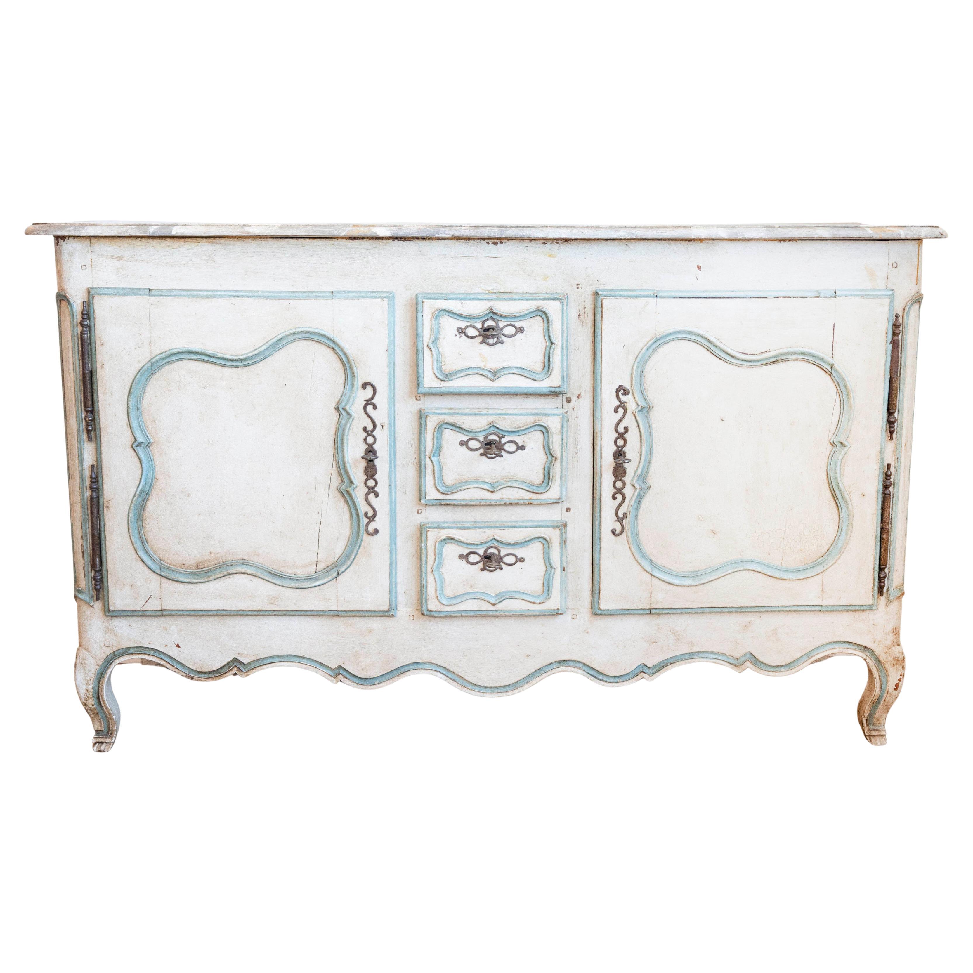 French Painted Buffet of the Louis XV Period with Two Doors and Three Drawers