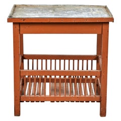 French Painted Caddy Table with a Zinc Top
