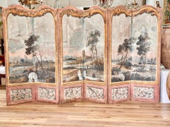 French painted canvas Screen, 18th Century