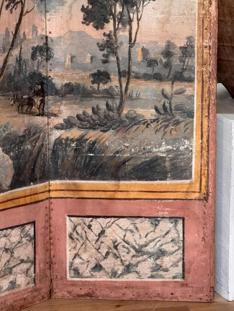 18th Century and Earlier French painted canvas Screen, 18th Century For Sale