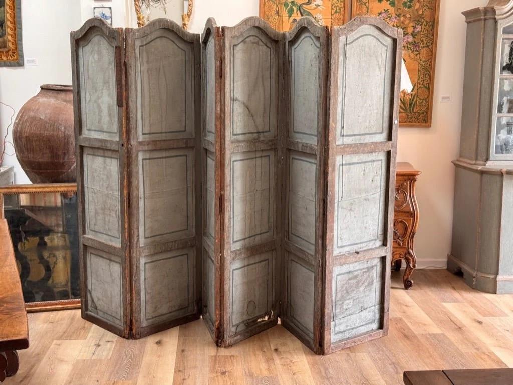 Canvas French painted canvas Screen, 18th Century For Sale