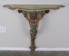 French Painted Carved Console with Serpentine Shaped Top