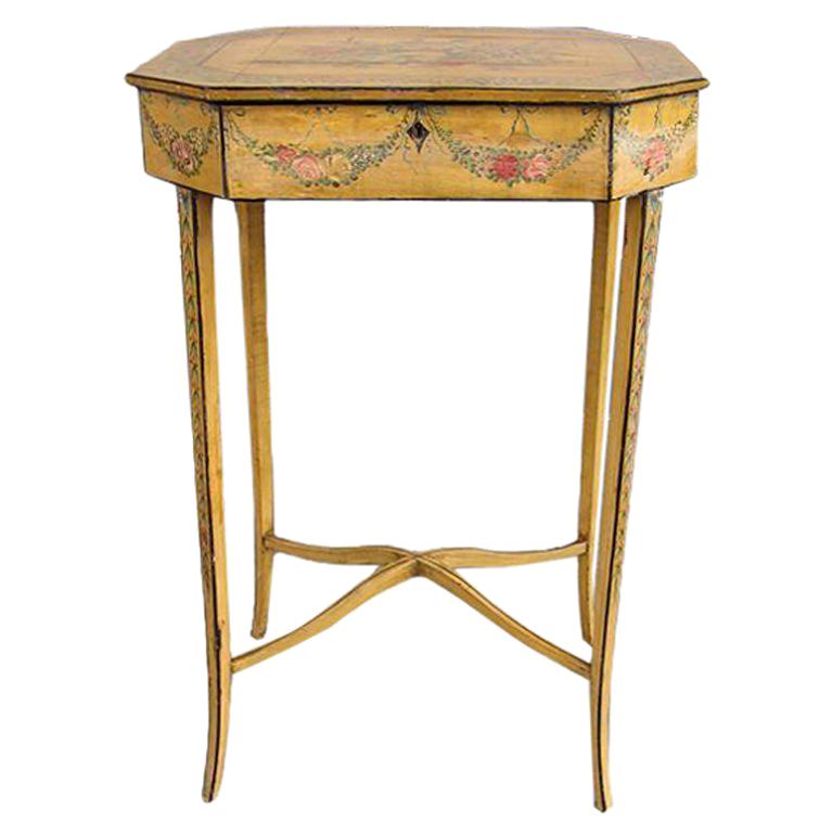 French Painted & Carved Floral Dressing Table,  Circa 1790 For Sale