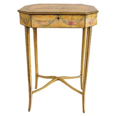 French Painted & Carved Floral Dressing Table,  Circa 1790