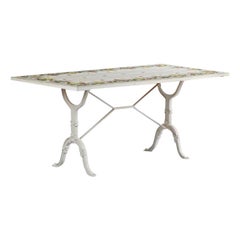French Painted Ceramic Tile Bistro Table