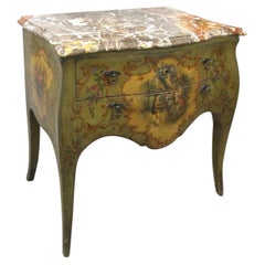 French Painted Chest of Drawers, 1920s, Neoclassical Style with Marble Top