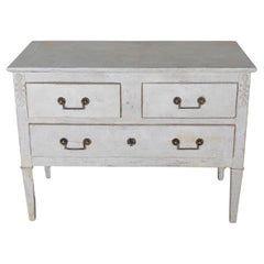 French Painted Chest of Drawers with Brass Pulls, circa 1920