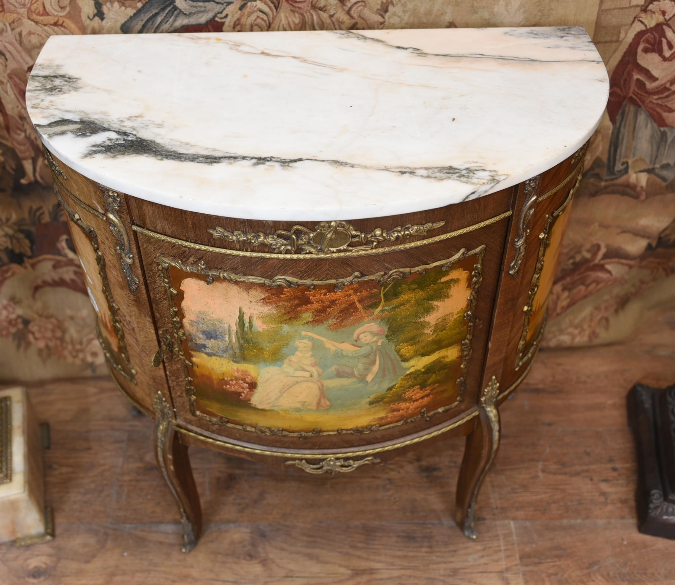 Early 20th Century French Painted Commode Vernis Martin Antique Chest, 1920