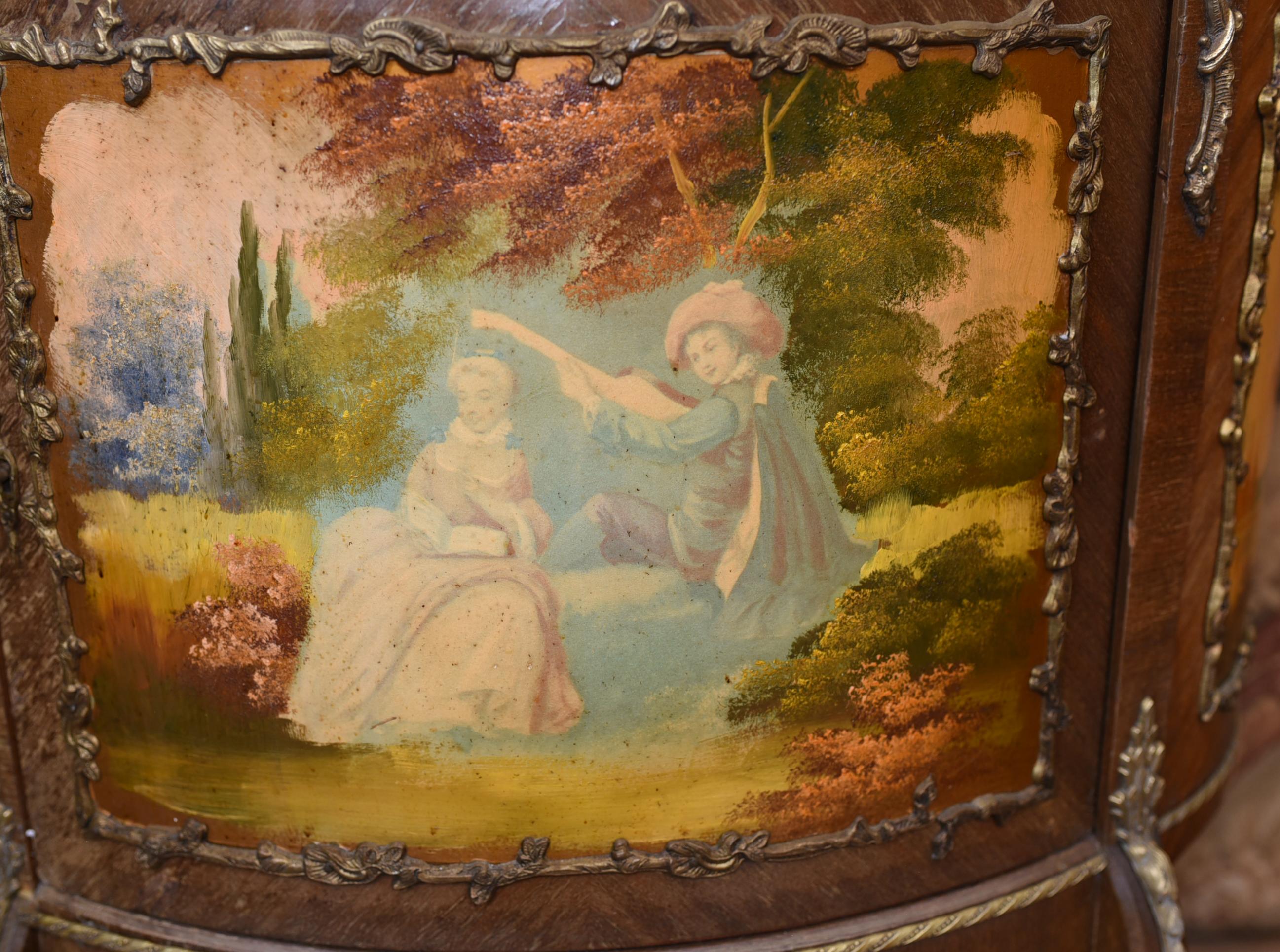 Kingwood French Painted Commode Vernis Martin Antique Chest, 1920