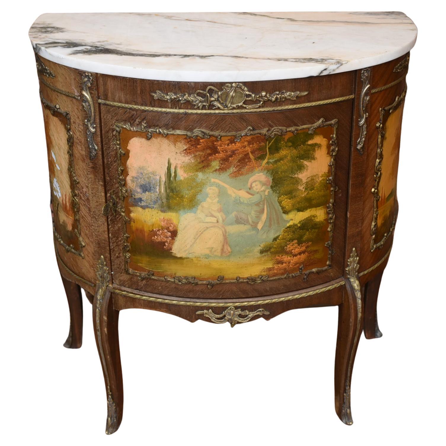 French Painted Commode Vernis Martin Antique Chest, 1920 For Sale at 1stDibs