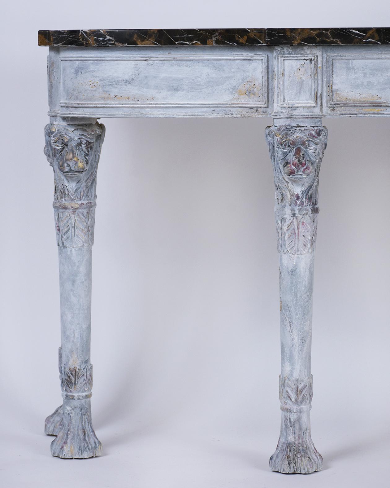 French Painted Marble Console In Good Condition In Los Angeles, CA