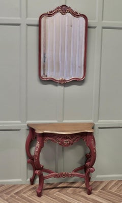 French Painted Console or Hall Table with Matching Mirror