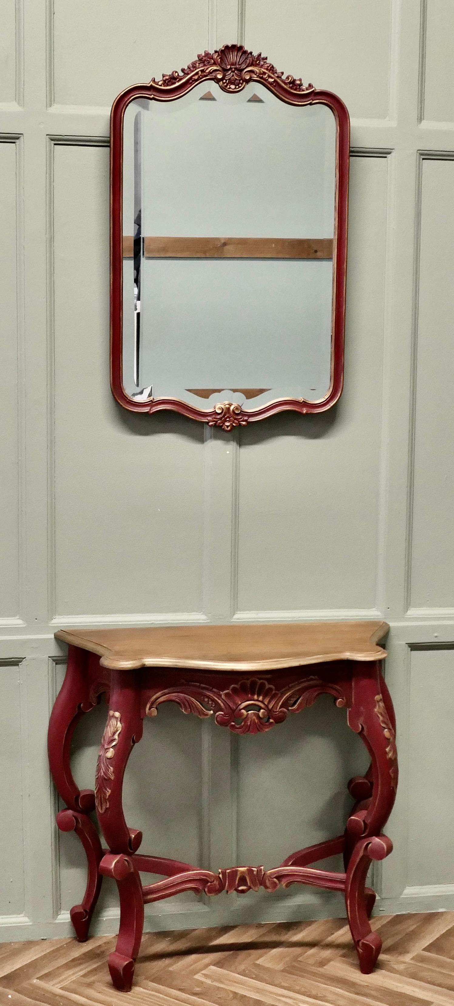 XX secolo Tavolo da salotto o consolle dipinto in francese con specchio abbinato in vendita